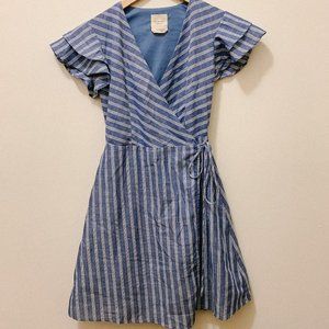 Harper Heritage - Blue & White Striped Wrap Dress